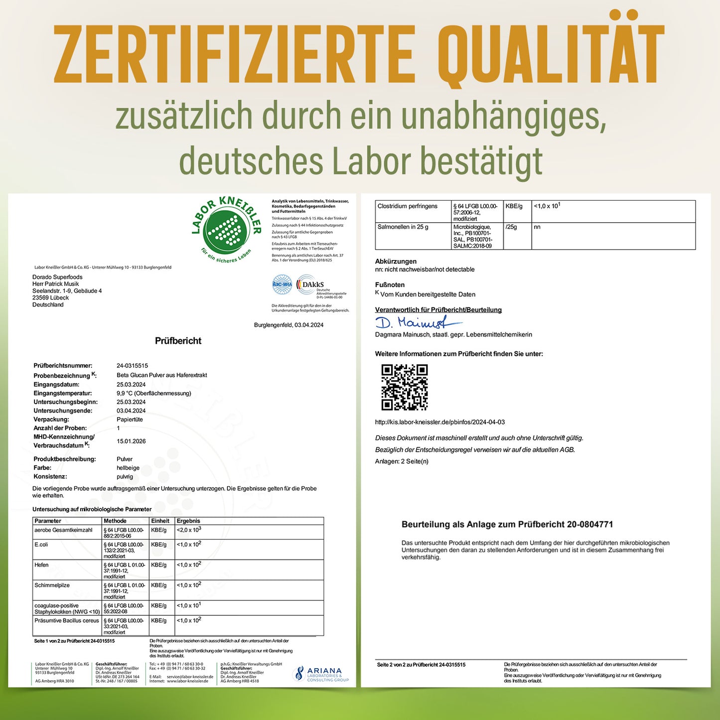 Beta Glucan Pulver 70 % - 100 g, aus Haferextrakt