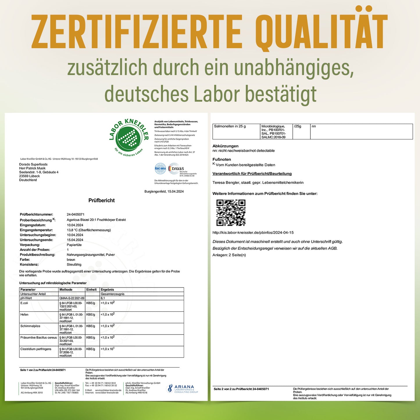 Agaricus Blazei Kapseln 20:1 Extrakt - 120 Stück, 1500 mg Tagesportion