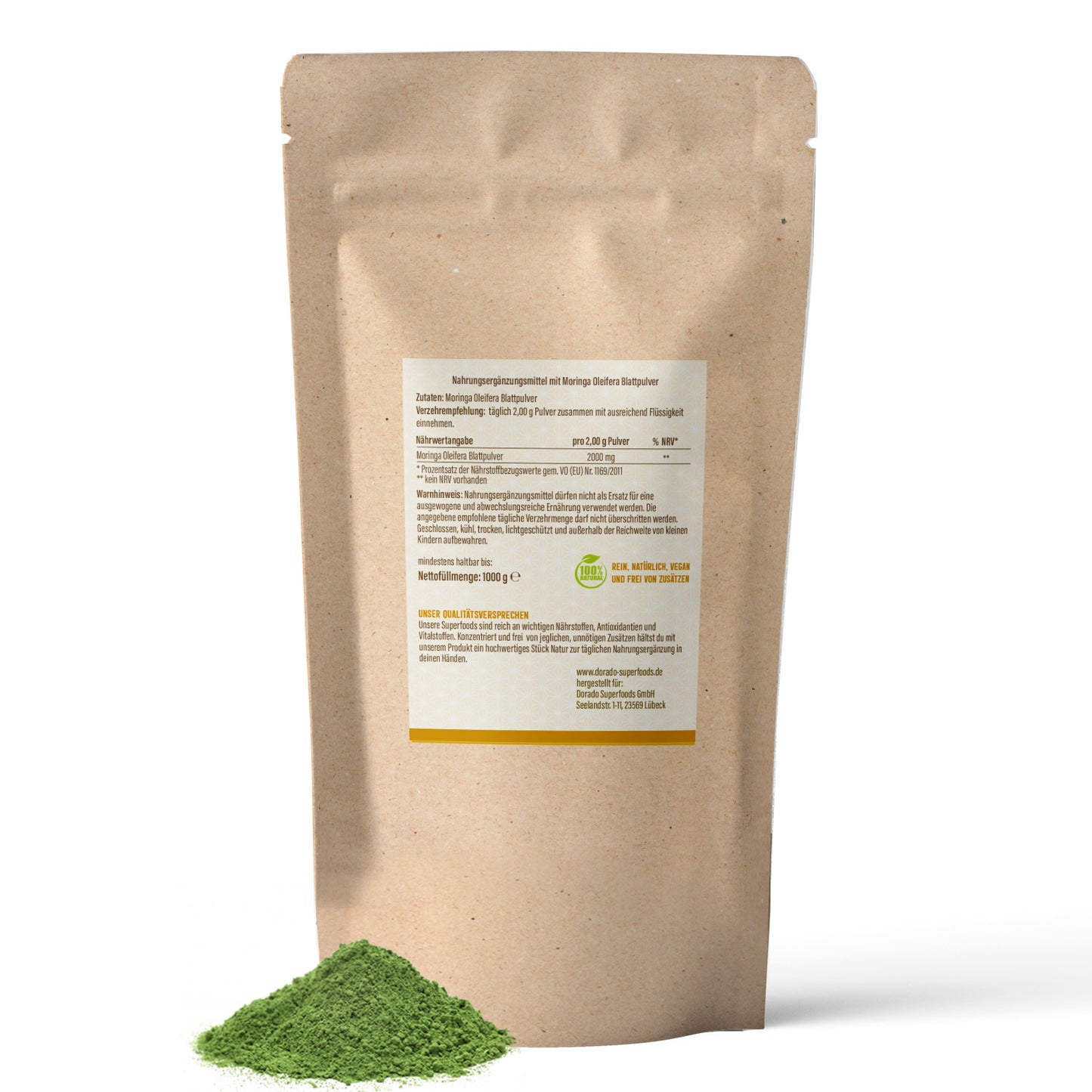 Moringa Oleifera Blattpulver - 1000 g