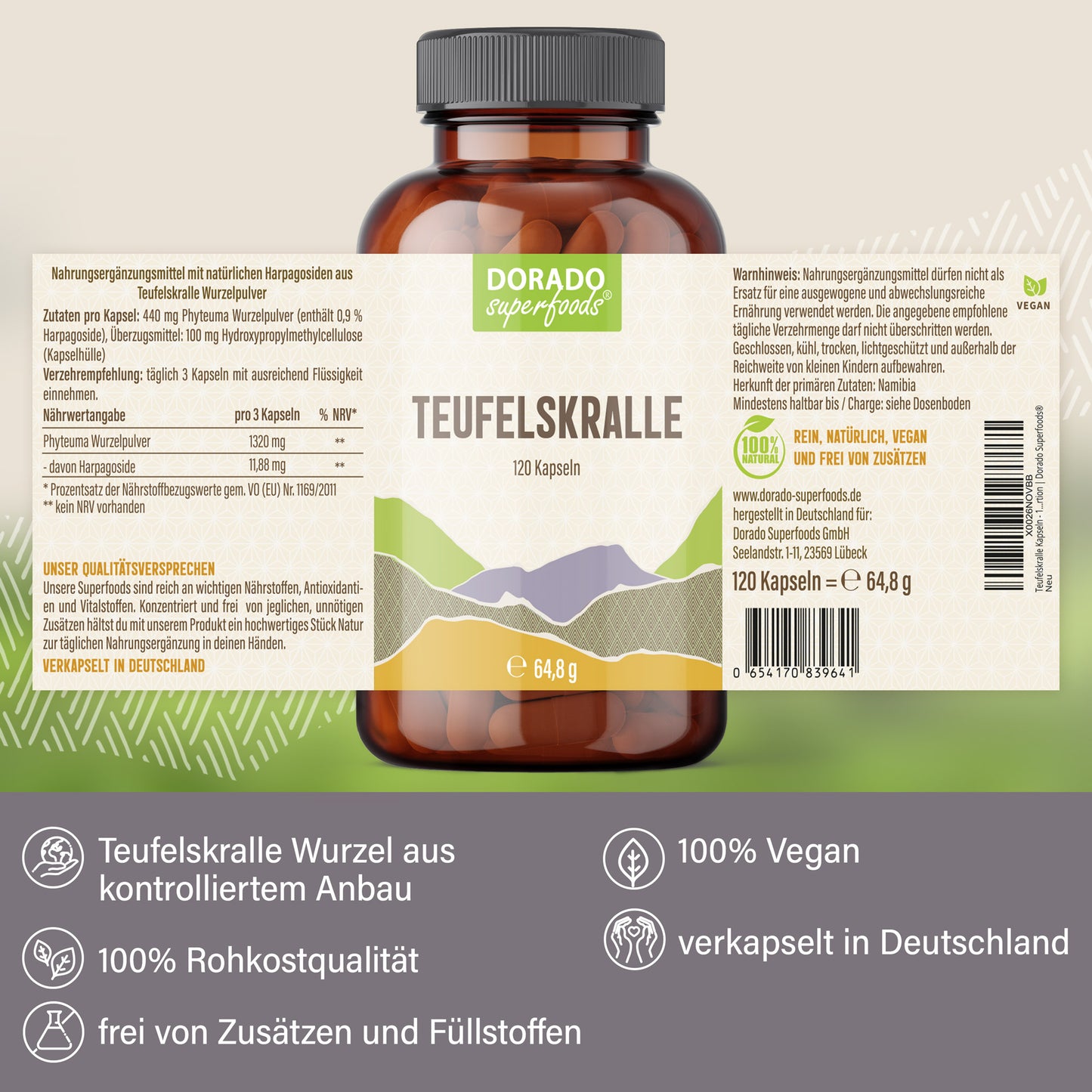 Teufelskralle Kapseln - 120 Stück, 1320 mg Tagesportion