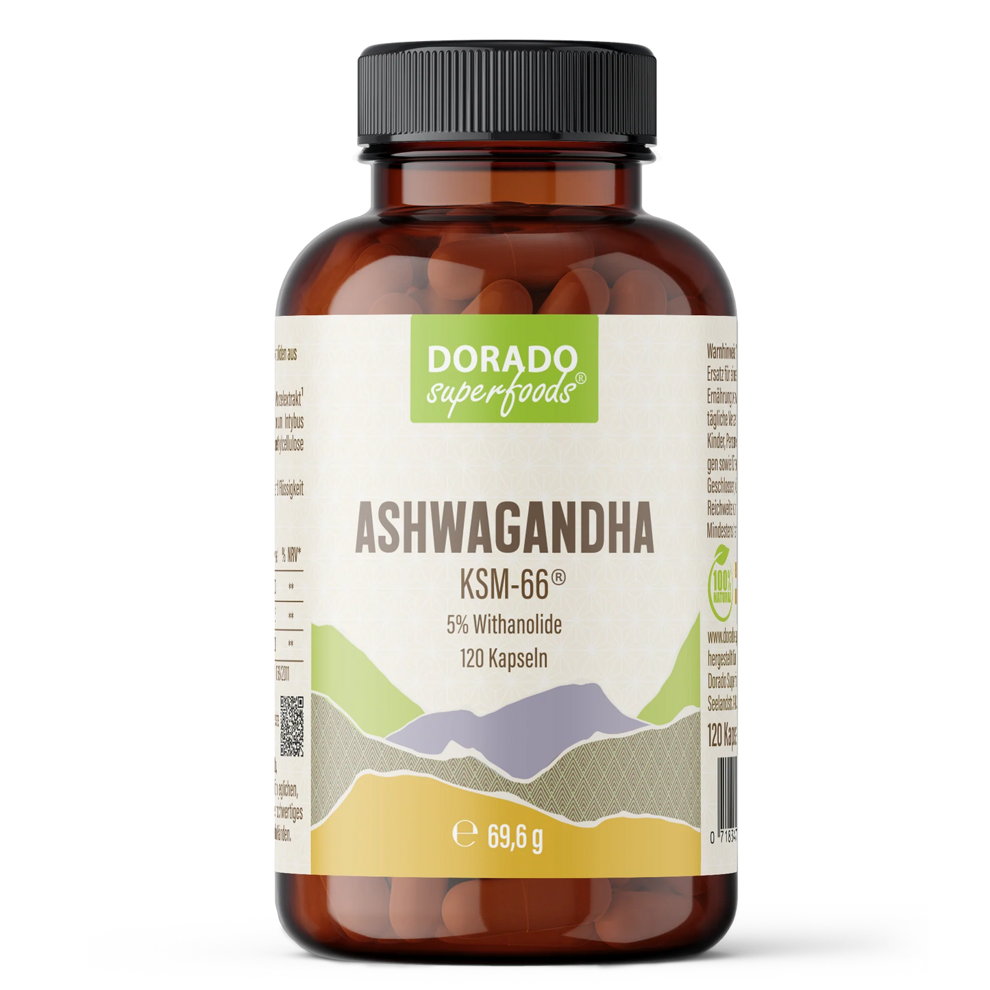 Ashwagandha KSM66 Extrakt Kapseln 5% Withanolide - 120 Stück, 300 mg Tagesportion