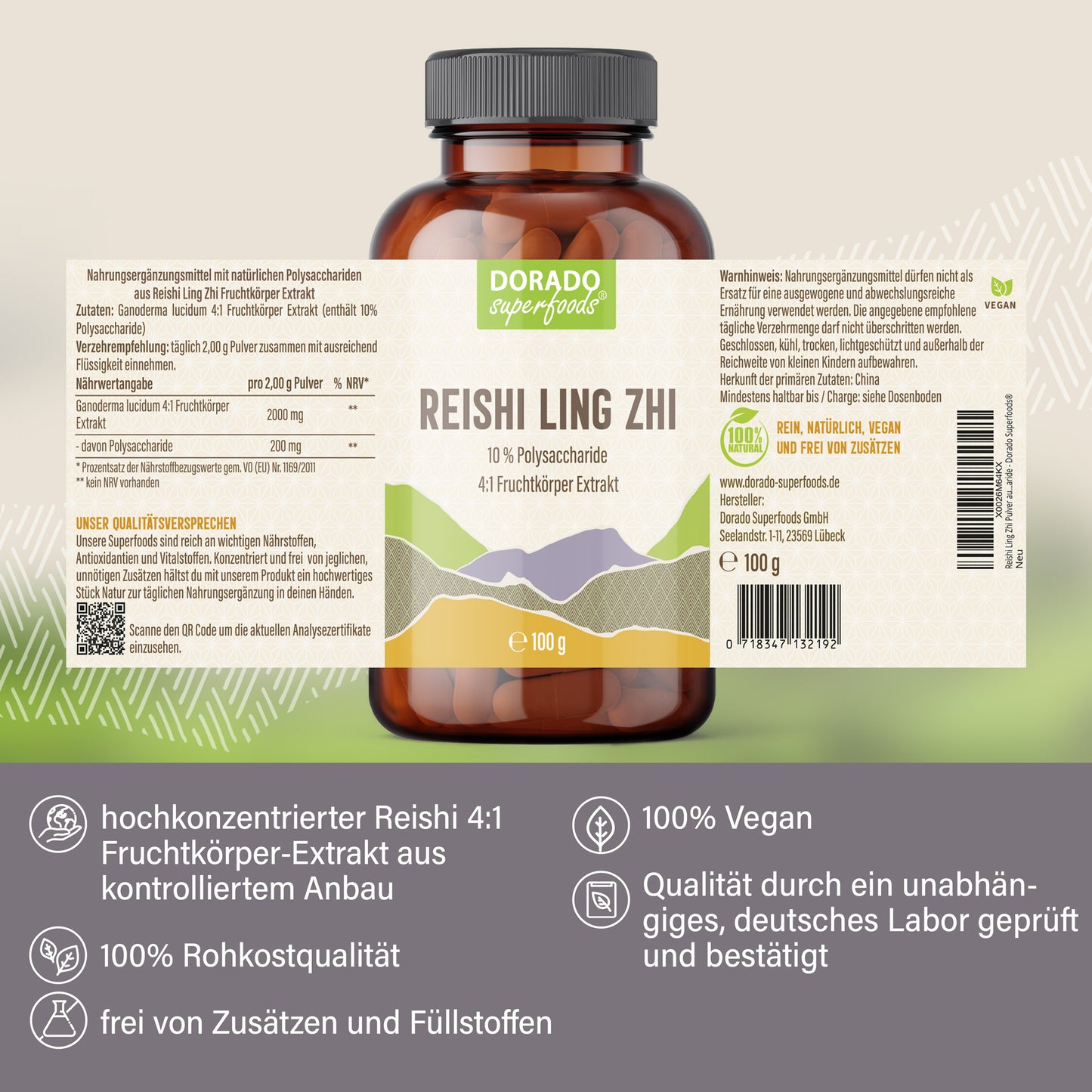 Reishi Pulver aus Extrakt - 100g, hochkonzentriert