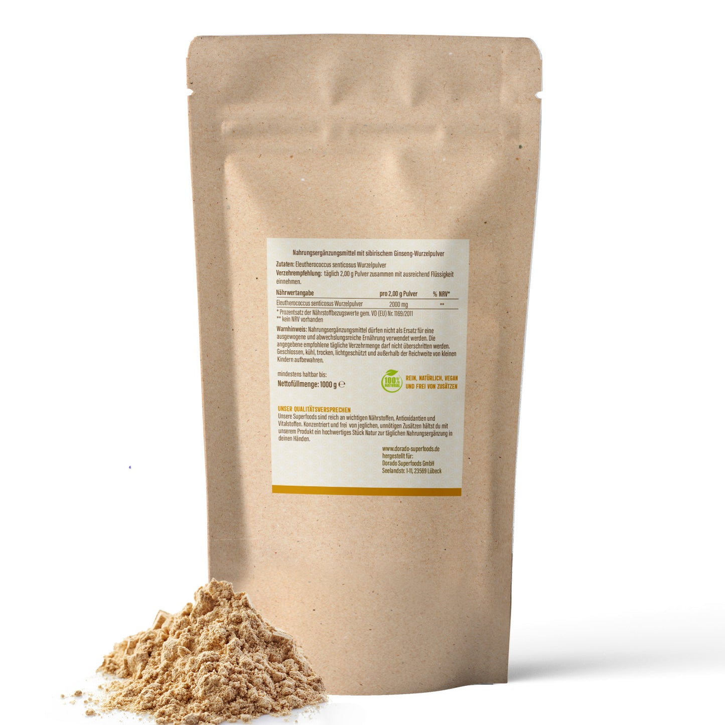 sibirischer Ginseng Wurzelpulver - 1000 g