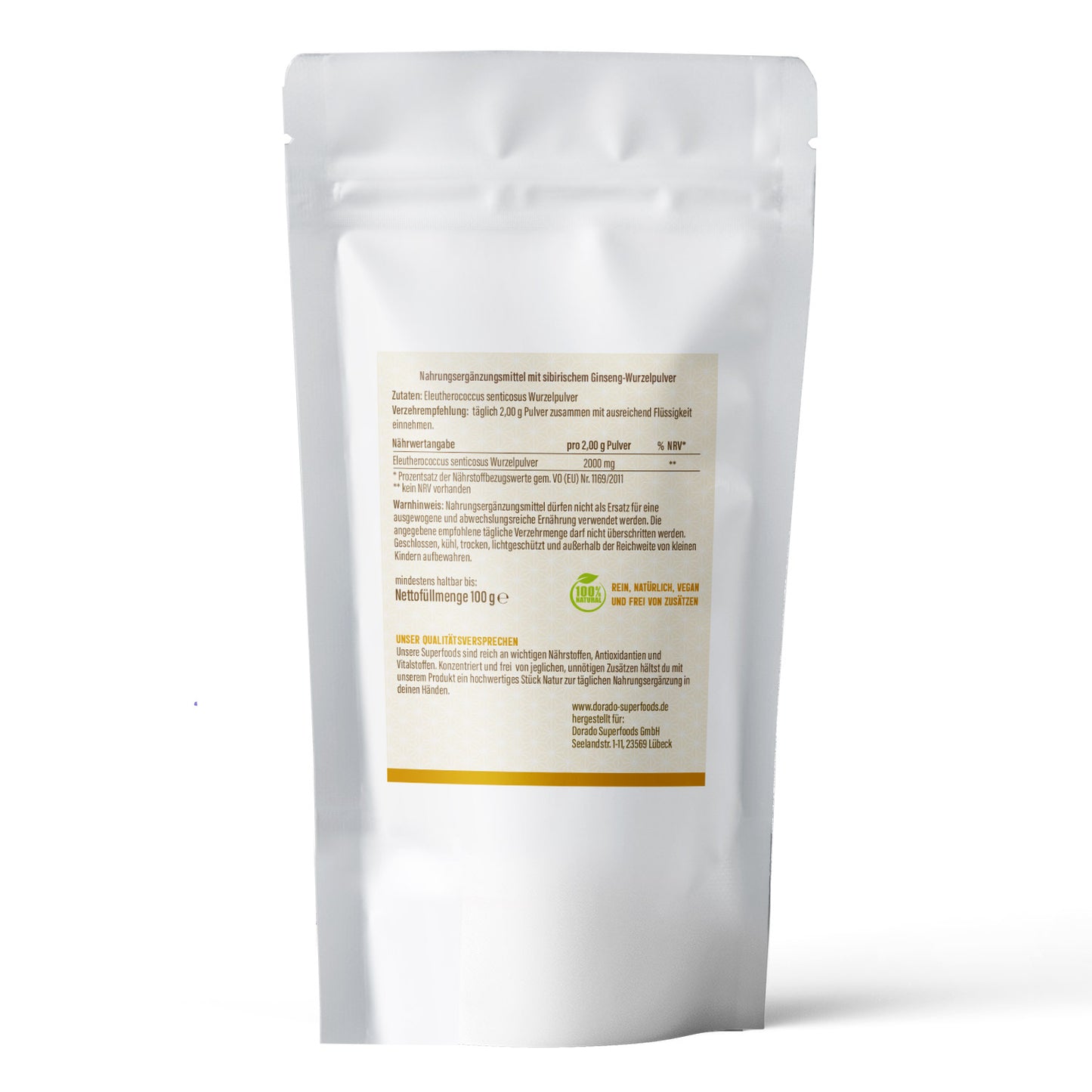 sibirischer Ginseng Wurzelpulver - 100 g