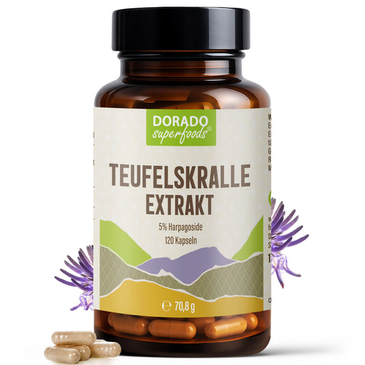 Teufelskralle Extrakt Kapseln - 490 mg | 5% Harpagoside - 4 Monatsvorrat