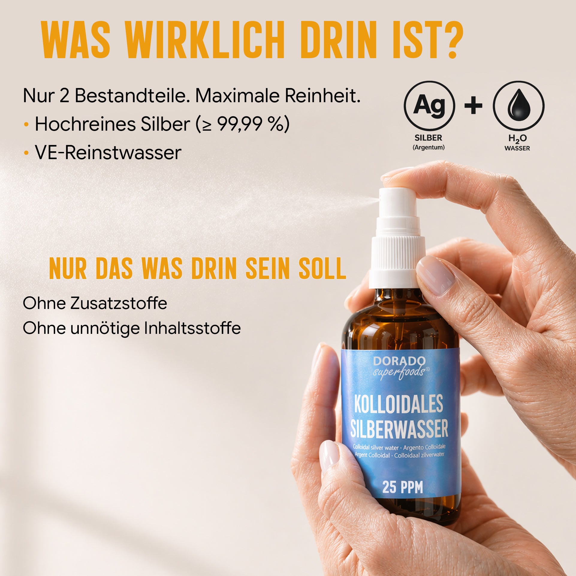 kolloidales Silber Silberwasser 25 PPM Spray - 100 ml