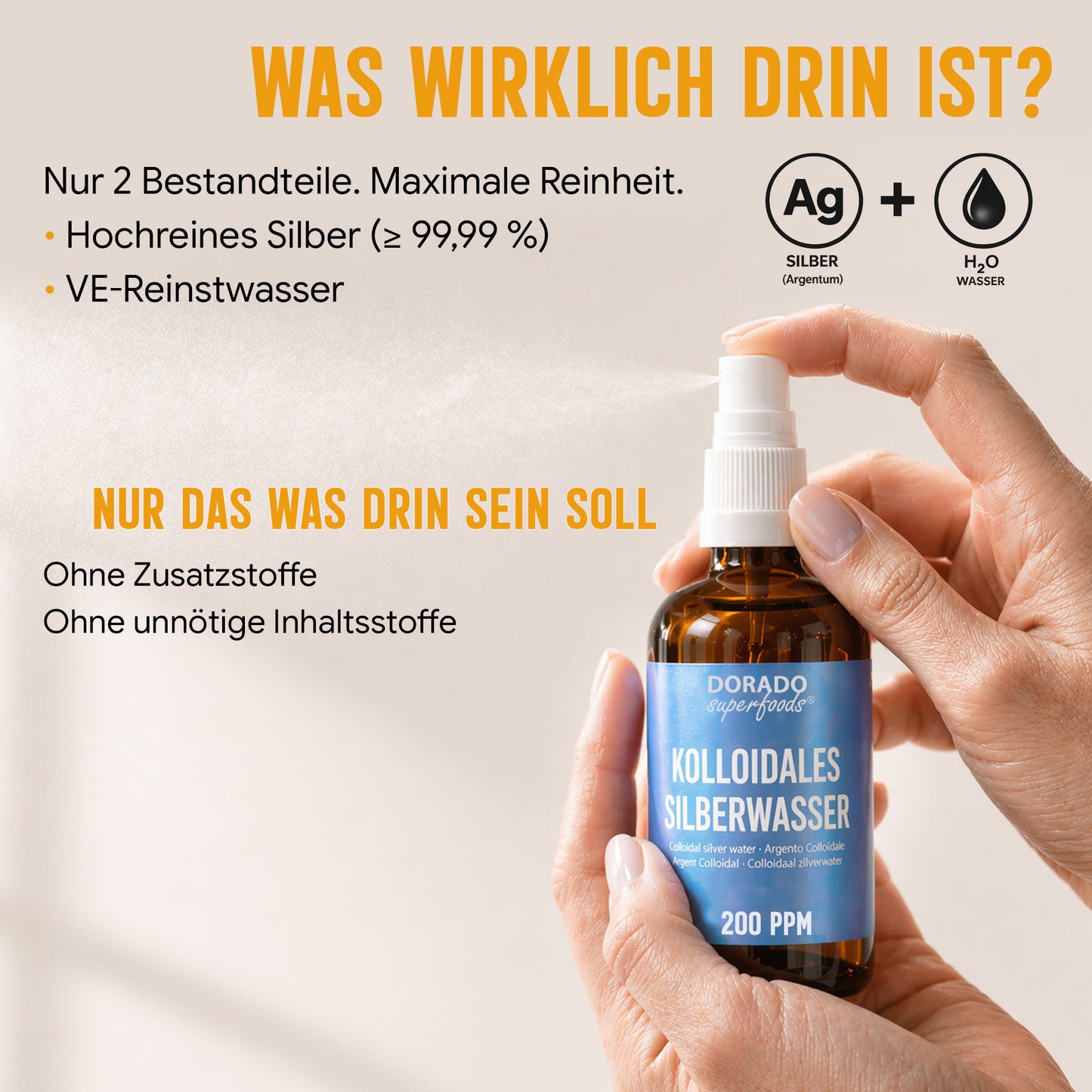 kolloidales Silber Silberwasser 200 PPM Spray - 100 ml