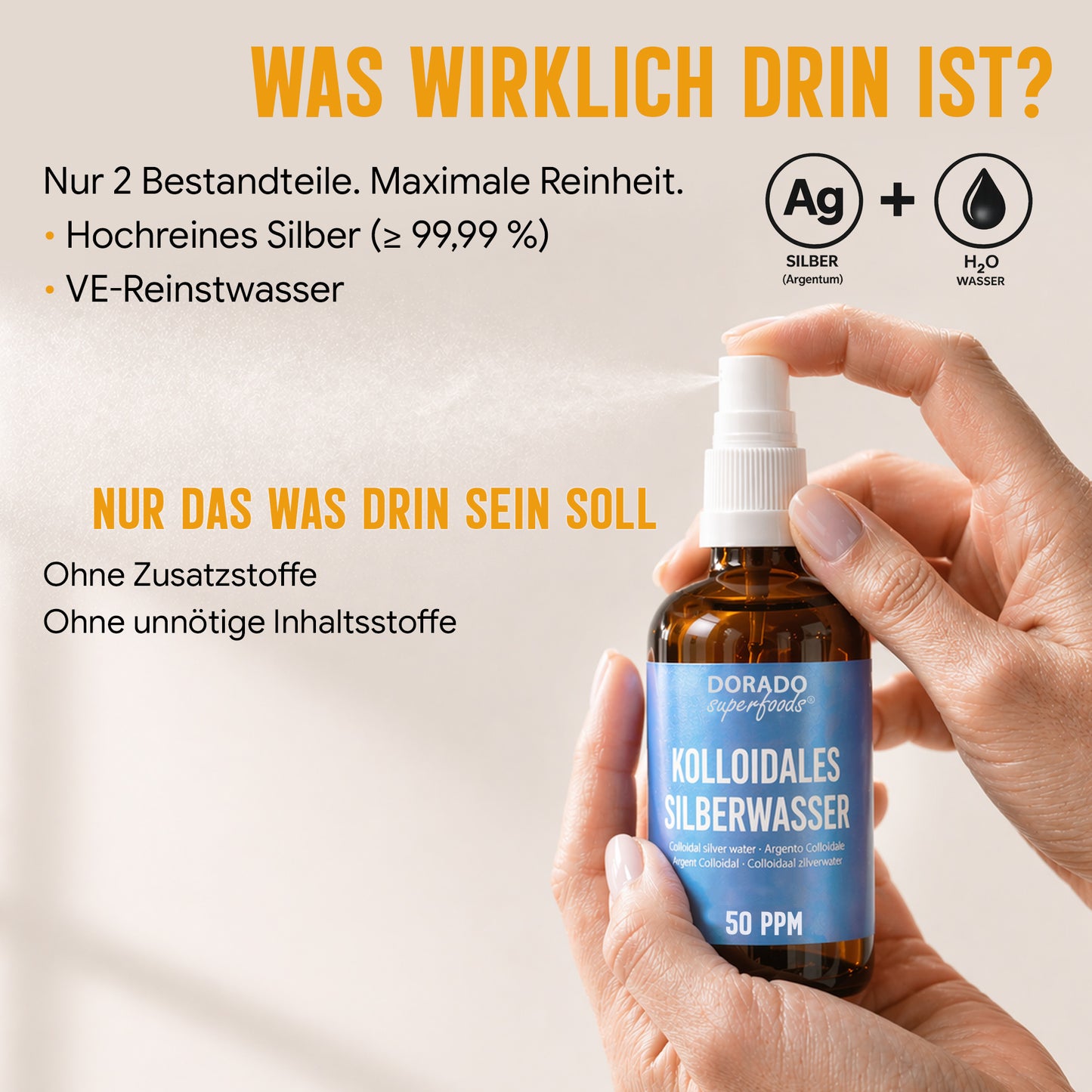 kolloidales Silber Silberwasser 50 PPM Spray - 100 ml