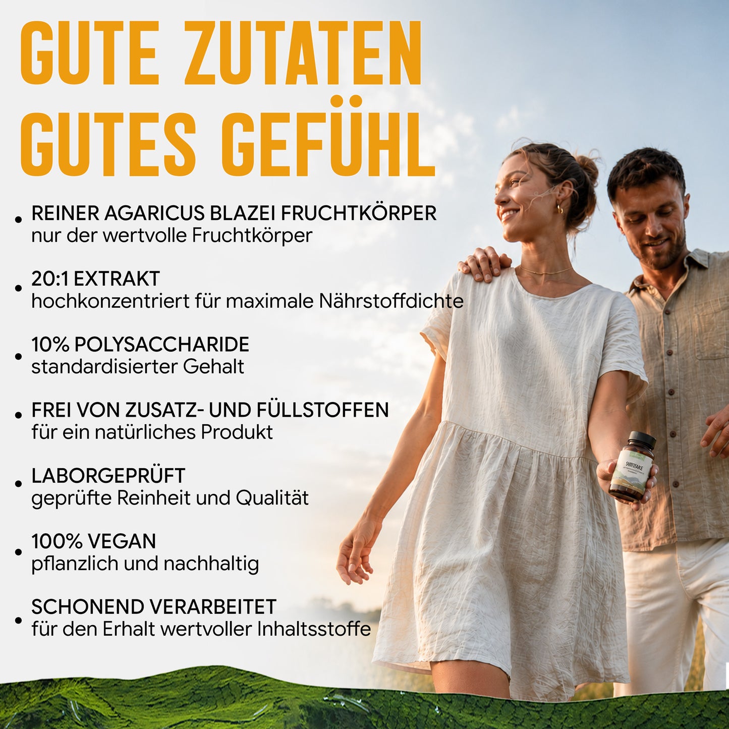 Agaricus Blazei Extrakt Kapseln hochdosiert | 500mg | 20:1 Extrakt | 120 vegane Kapseln | Vitalpilz
