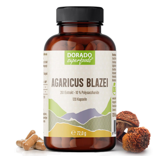 Agaricus Blazei Extrakt Kapseln – vegane Nahrungsergänzung von Dorado Superfoods
