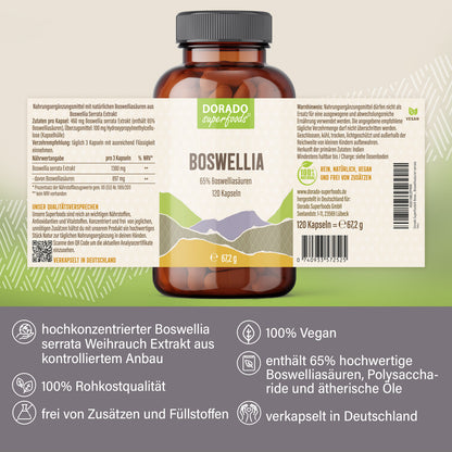 Weihrauch Kapseln aus Extrakt 65% - 120 Stück, 1380 mg Tagesportion - Boswellia serrata