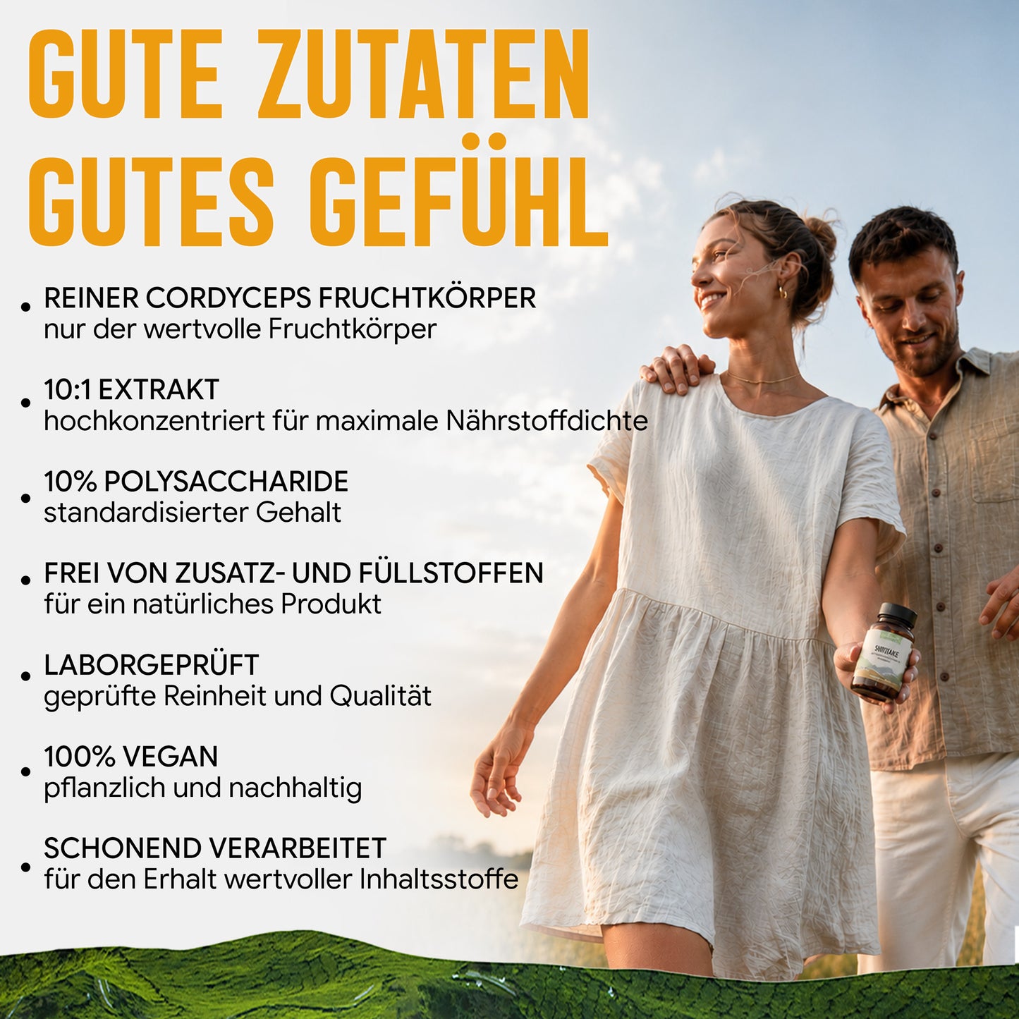 Cordyceps Pilz Kapseln hochdosiert | 410mg Extrakt | 10% Polysaccharide | 120 vegane Kapseln | Vitalpilz