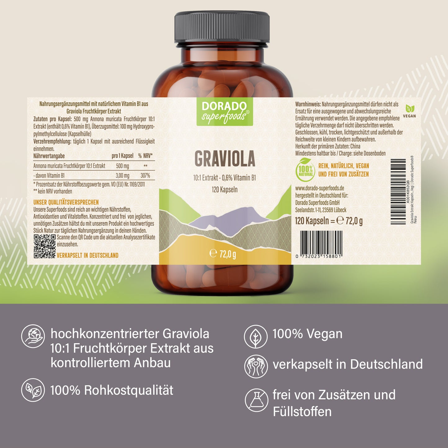 Graviola Extrakt Kapseln - 120 Stück, aus 10:1 Extrakt