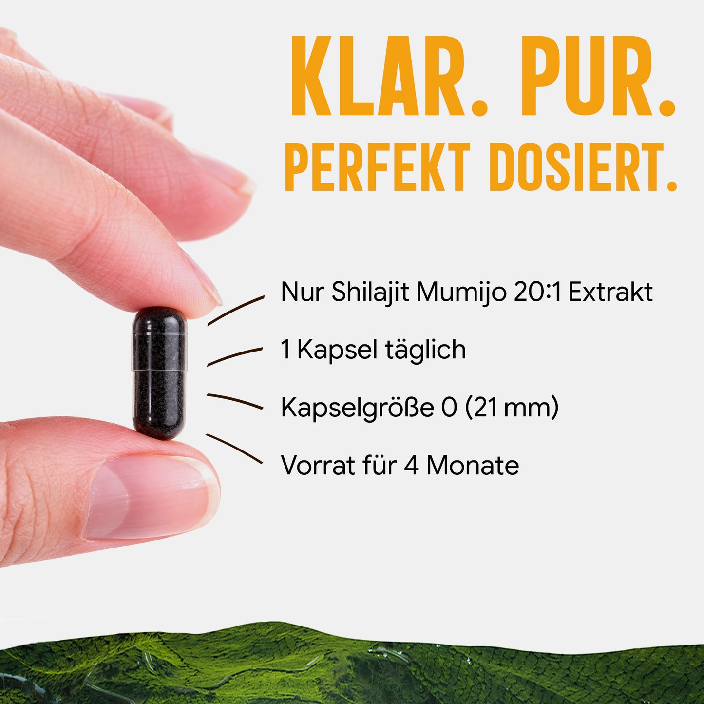 Shilajit Mumijo Extrakt Kapseln –  500 mg – 20% Fulvinsäure | 120 Stück – 4 Monatsvorrat