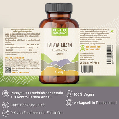 Papaya Extrakt Kapseln - 120 Stück, 1000 mg Tagesportion