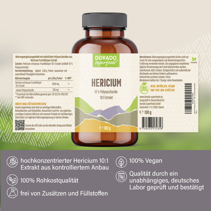 Hericium erinaceus Pulver 100 g, 10% Polysaccharide aus Extrakt
