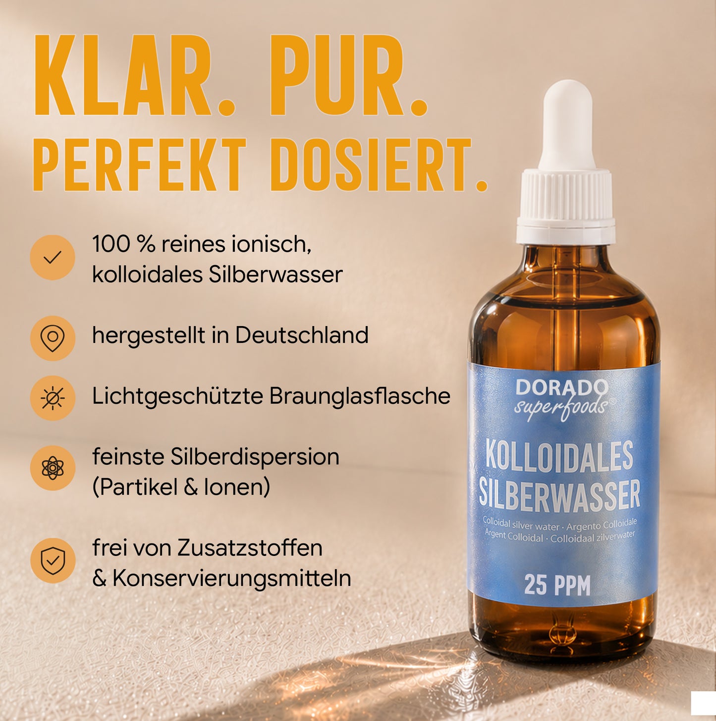 kolloidales Silber Silberwasser 25 PPM mit Pipette - 100 ml