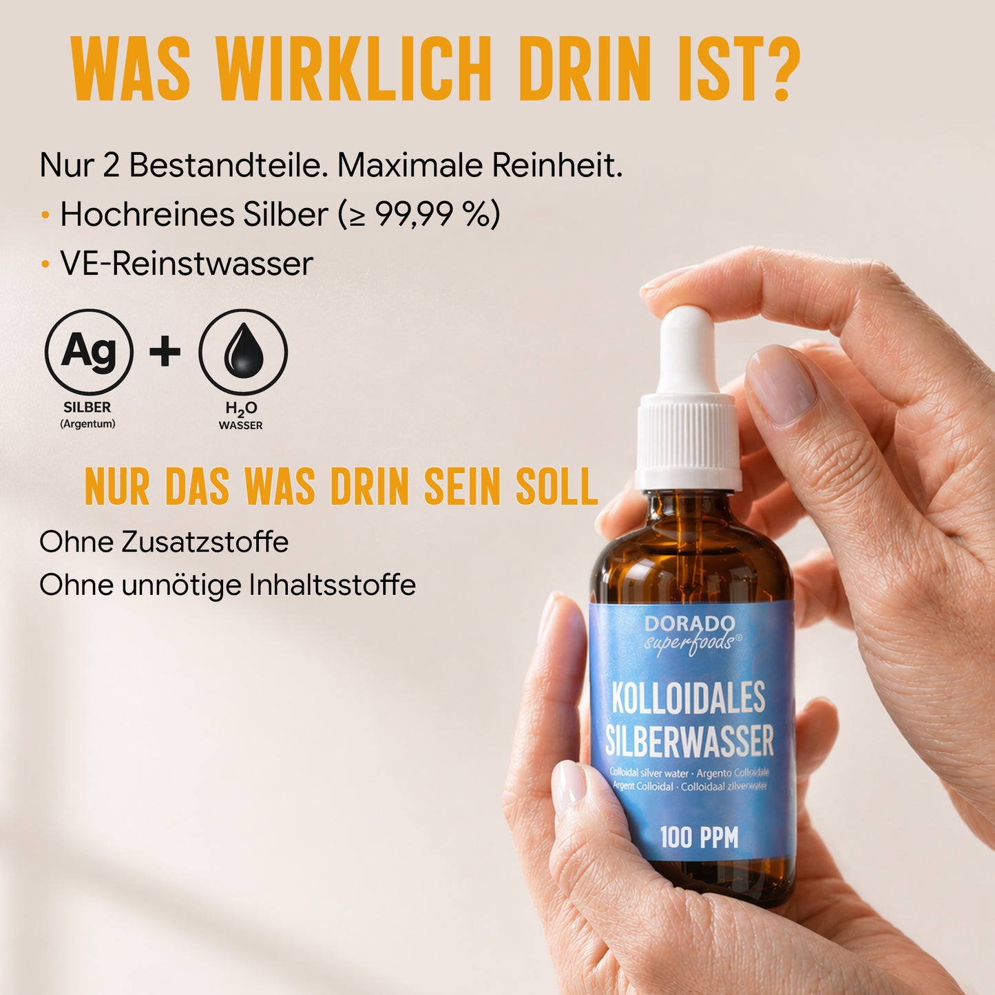 kolloidales Silber Silberwasser 100 PPM - 100 ml mit Pipette