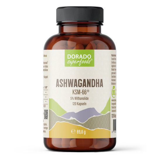Ashwagandha KSM66 Extrakt Kapseln 5% Withanolide - 120 Stück, 300 mg Tagesportion