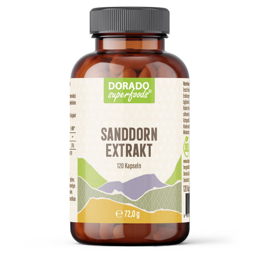 Sanddorn Extrakt Kapseln –  500 mg Frucht  – 30% Vitamin C | 120 Stück – 2 Monatsvorrat