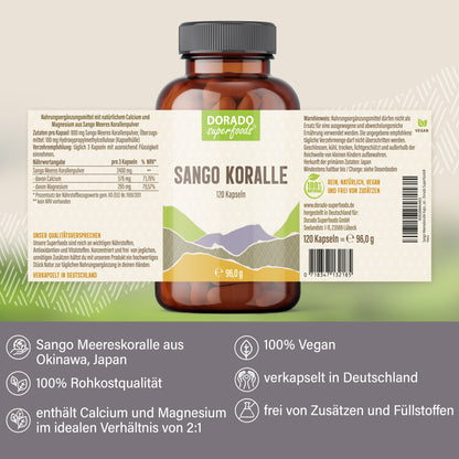 Sango Meeres Koralle Kapseln - 120 Stück, Calcium & Magnesium