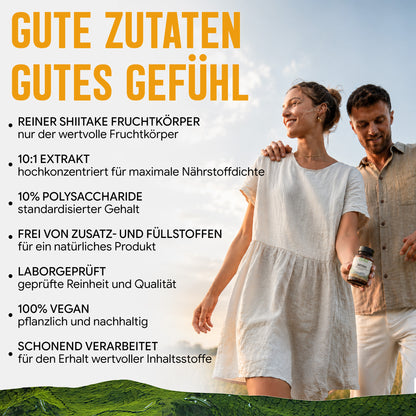 Shiitake Extrakt Kapseln - 120 Stück, 1600 mg Tagesportion