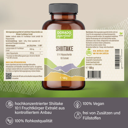 Shiitake Pulver aus Extrakt - 100 g, hochdosiert